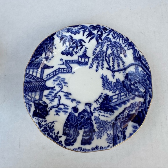 Royal Crown Derby Tea Cup & Saucer Vintage Mikado England Blue & White Gold Rim - Picture 2 of 14